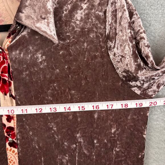 Velvet Burnout Tunic Womens Mixed Media Floral Boho Fairycore Overrsized Size S - Picture 4 of 10